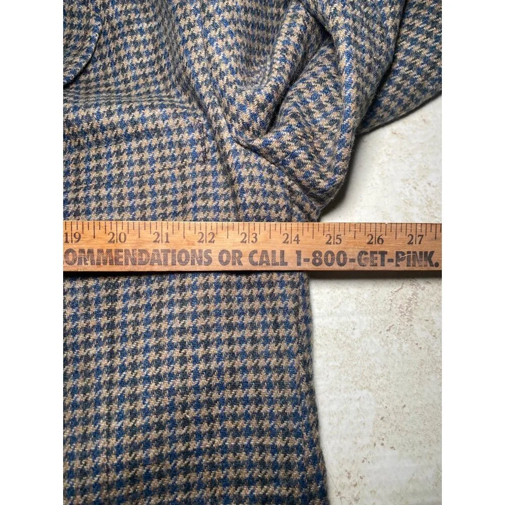 Stafford Men Houndstooth Wool Blazer Jacket Wool Size 48R USA Office Casual READ